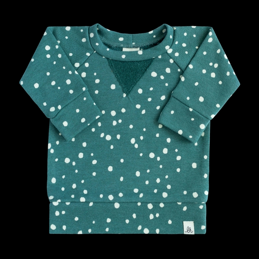 Lulu and Roo Teal Dot crew neck sweatshirt
